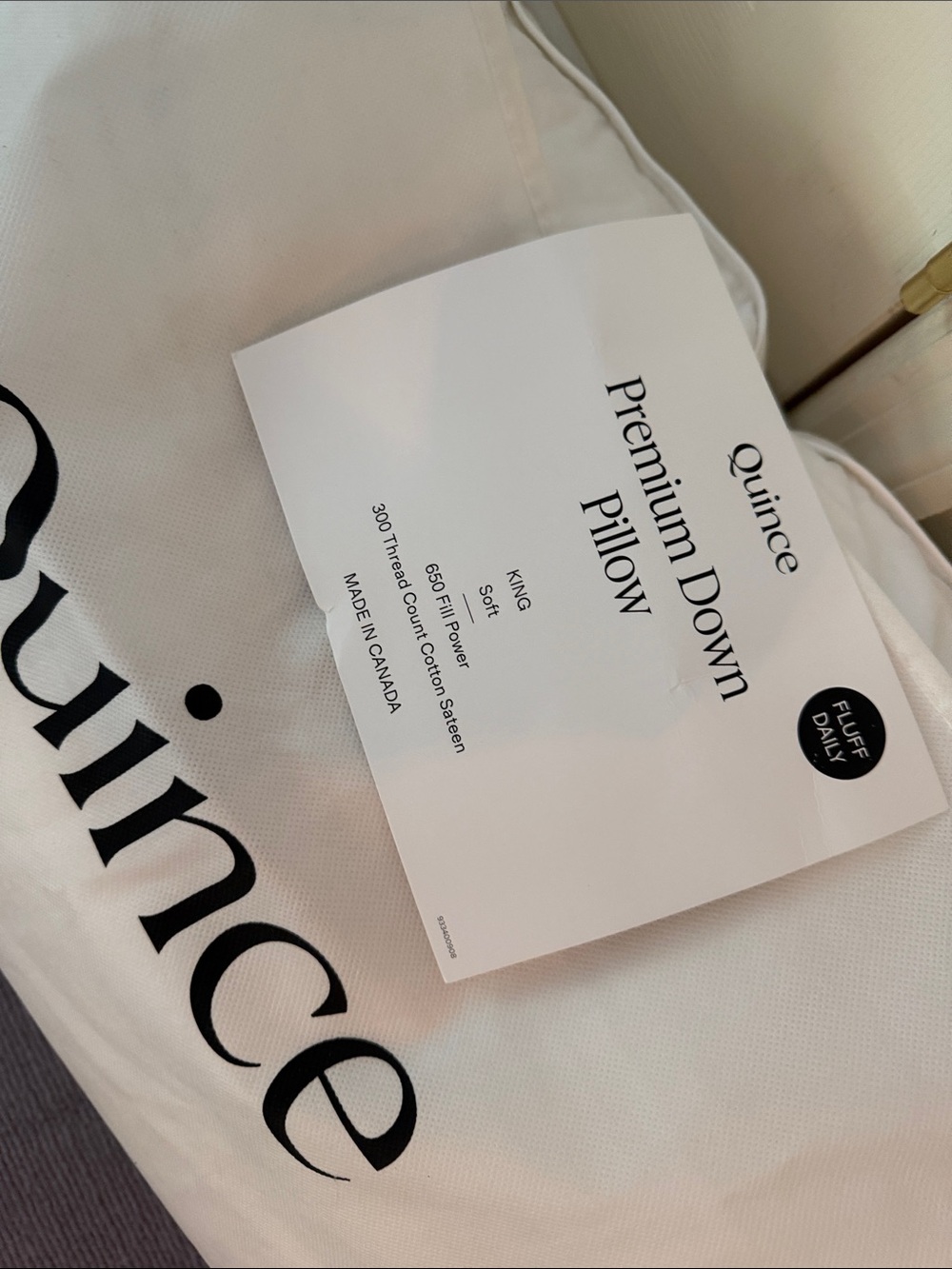 NWT Quince White Premium Down Pillow King Size